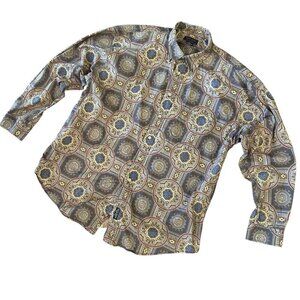 Vintage Retro 90s Duckhead Long Sleeve Geometric Pattern Button Up Shirt Size XL